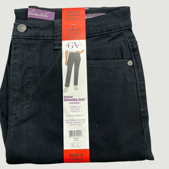 NEW Gloria Vanderbilt Women's 8 Amanda Slimming Jeans 31" Inseam Black - Picture 2 of 14